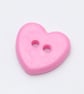 10 Pink heart buttons, flat 2 hole sewing, knitting, crochet buttons 13mm
