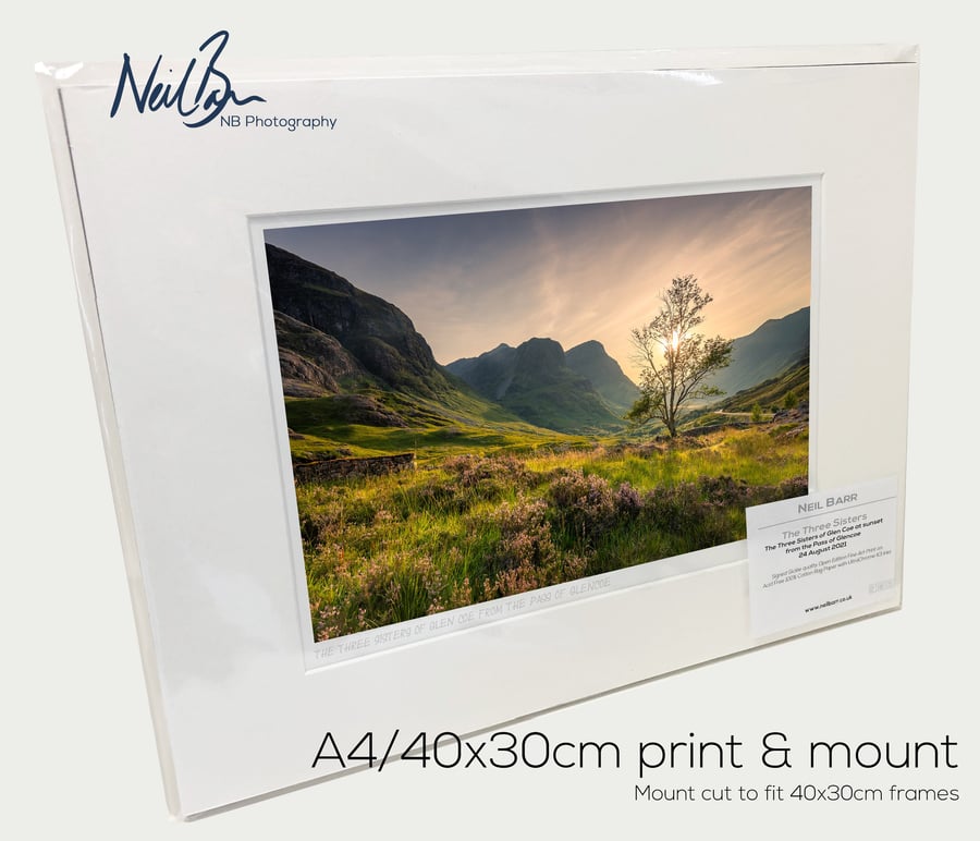 The Three Sisters of Glen Coe, Highlands - A4 (40x30cm) Unframed Print
