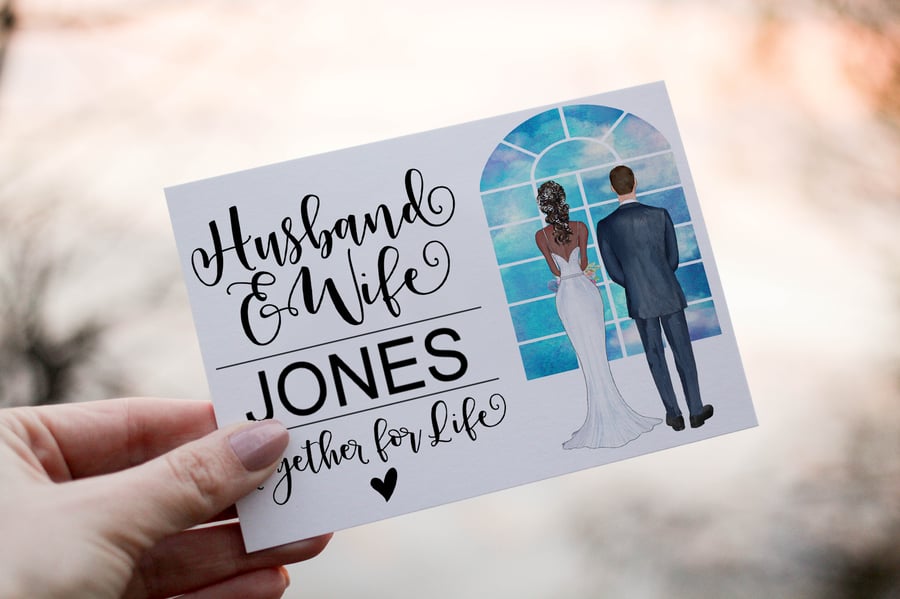Bride & Groom Custom Wedding Card, Design Your Own Wedding Day Card
