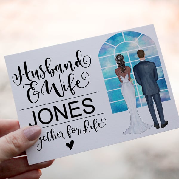 Bride & Groom Custom Wedding Card, Design Your Own Wedding Day Card