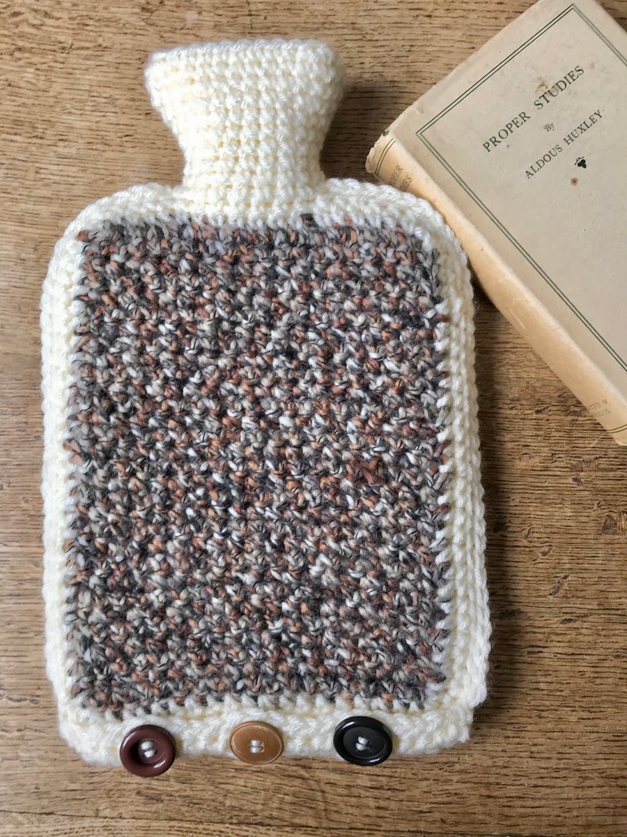 Tweed thick water bottle cover with 2 litre hot water bottle