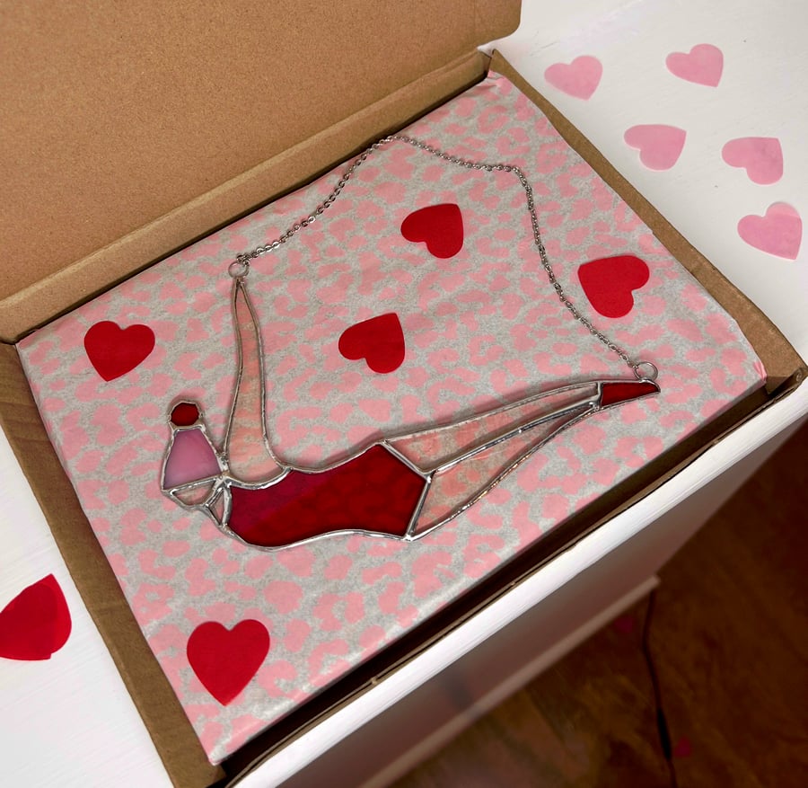 Valentine Wild Swimmer in stained glass