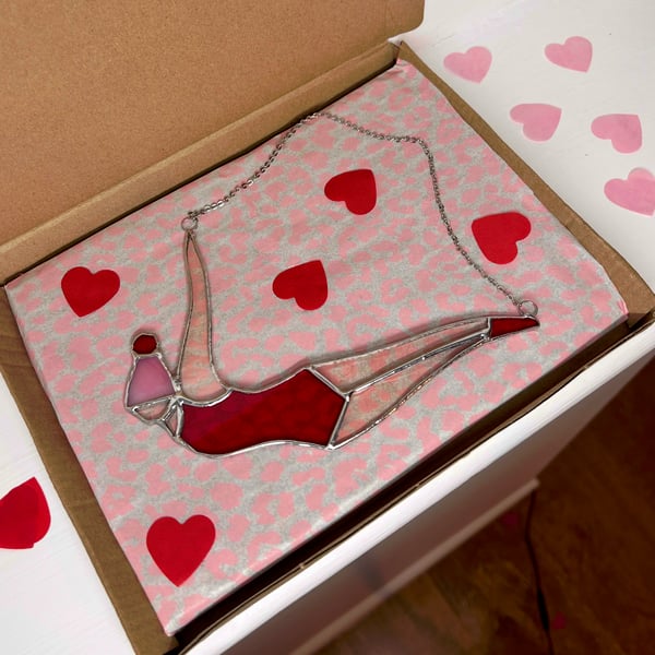 Valentine Wild Swimmer in stained glass