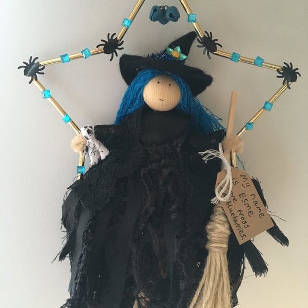 Witch Fairy In Star Hanging Christmas Tree Decoration