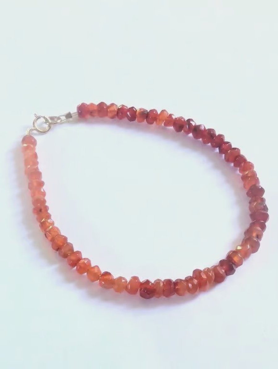 Image of Carnelian Beaded Bracelet, gold filled clasp
