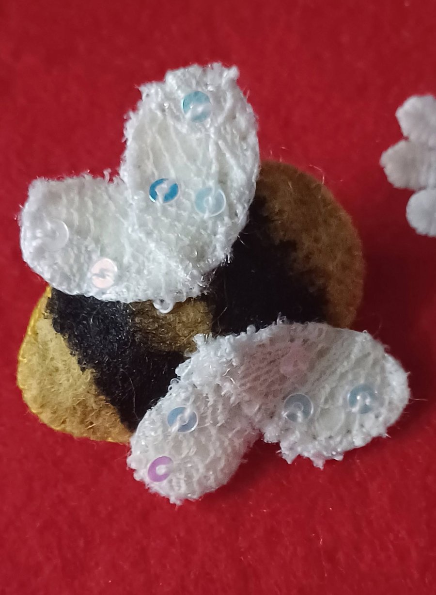 Handmade Boho Felt Bee Brooch