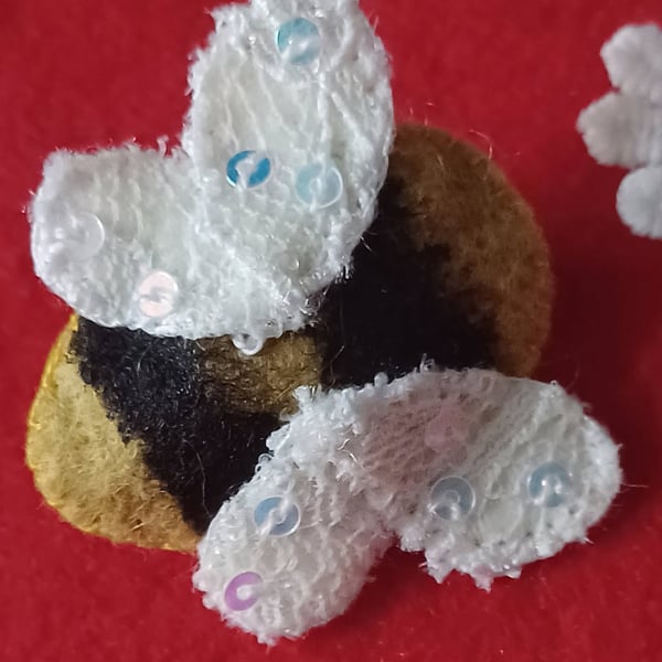 Handmade Boho Felt Bee Brooch