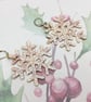 Statement Snowflake Opal marbled dangle earrings - Image 4
