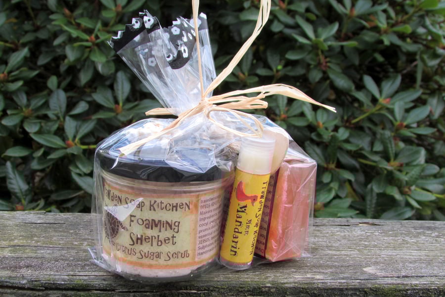  Luxury Bathing Set, Citrus Sugar Scrub(120 ml) ,Soap and lip balm set 