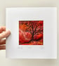 Tree silhouette with sunrise, original wet felting artwork. - Image 2
