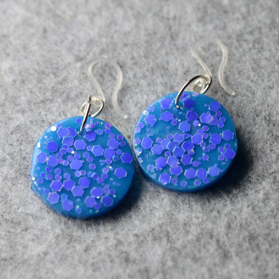 Sparkly Polymer Clay Drop Earrings 