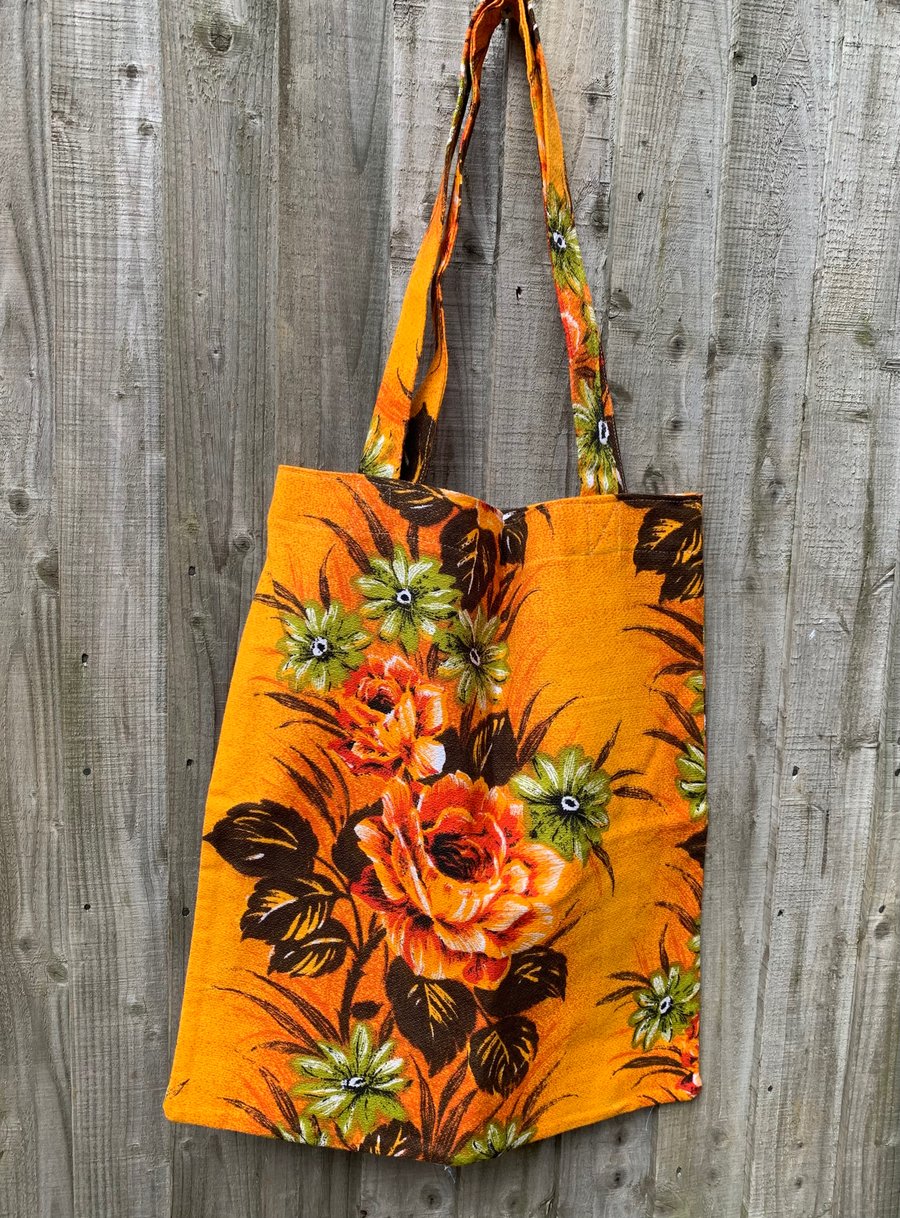 Vintage orange rose tote bag