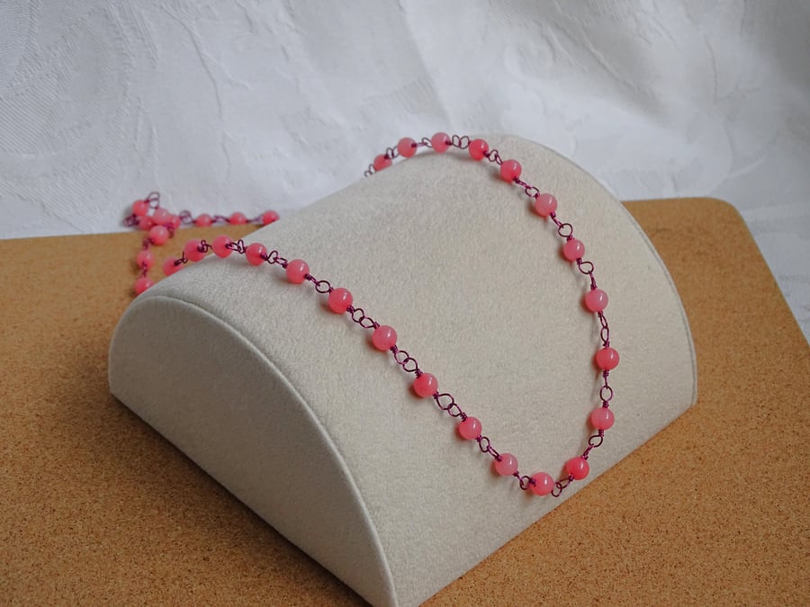 Pink Glass Bead Necklace