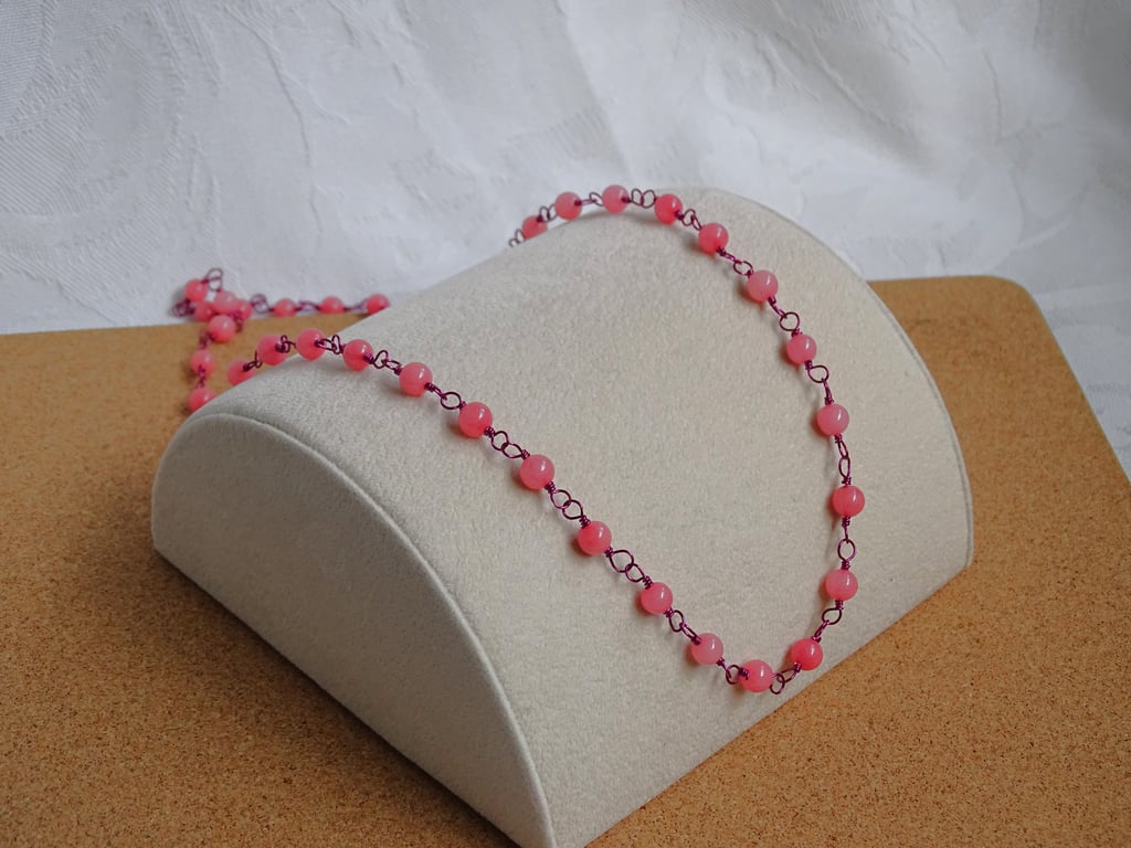 Pink Glass Bead Necklace