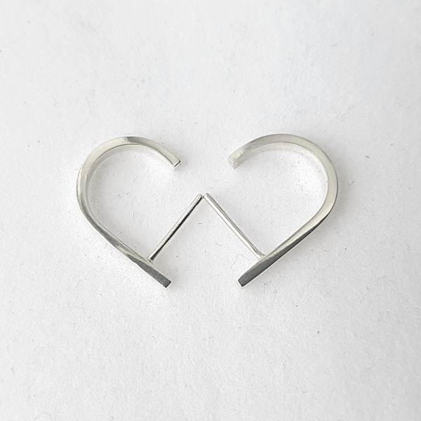 J-Shaped Stud Earrings in Sterling Silver - Gift-Boxed With Free Delivery