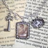 SALE Alice in Wonderland Illustration Silver Charm Necklace