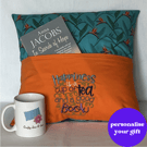 Embroidered Reading Cushion HAPPINESS IS....