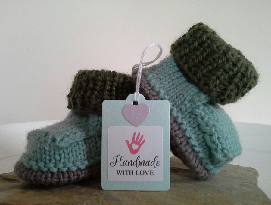 Luxury Merino 'Jeager' Wool Boy's Designer Booties  0-3 months size