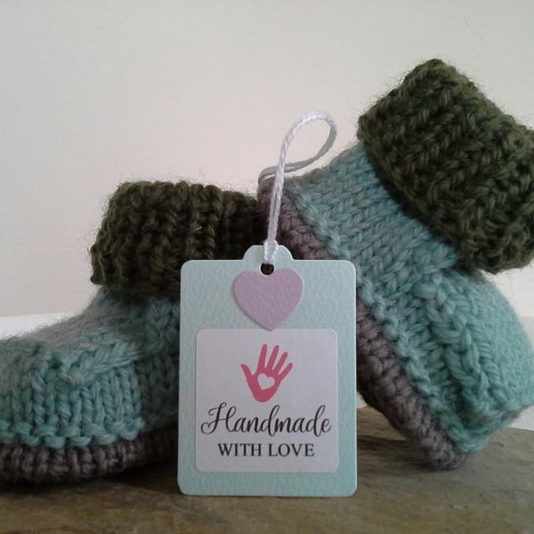 Luxury Merino 'Jeager' Wool Boy's Designer Booties  0-3 months size