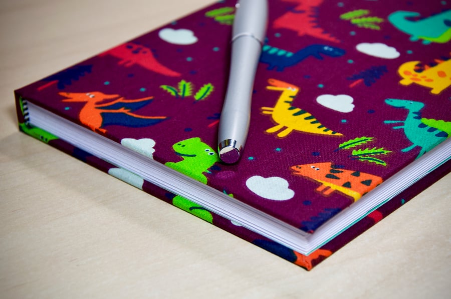 A5 Hardback Notebook with full cloth dinosaur cover