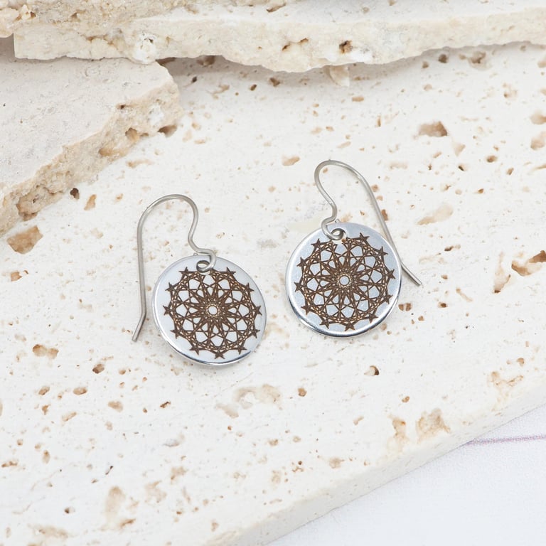 Sacred Geometry dangle earrings - Hypoallergenic titanium ear wires