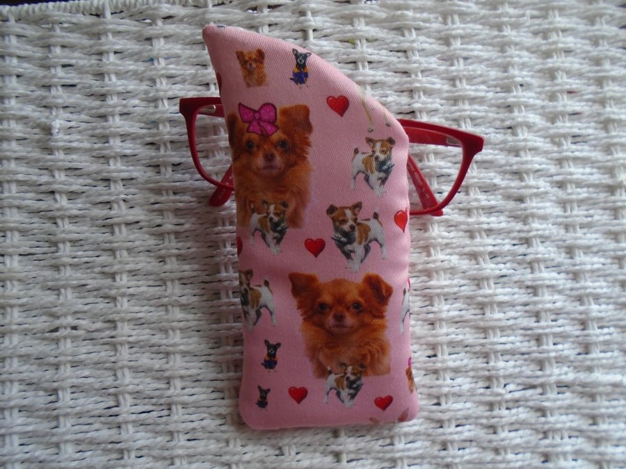 Chihuahua Dogs Glasses Case Lined & Padded.