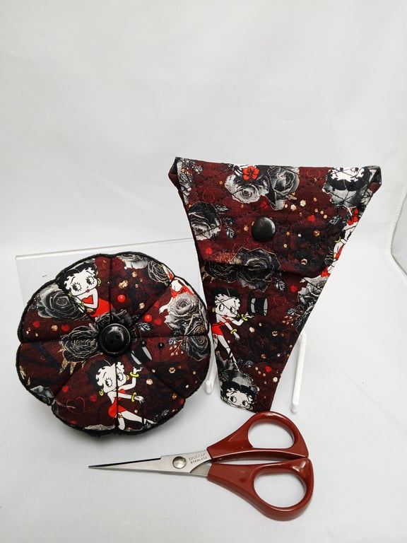 Pin Cushion and Quilted Scissor Case Betty Boop