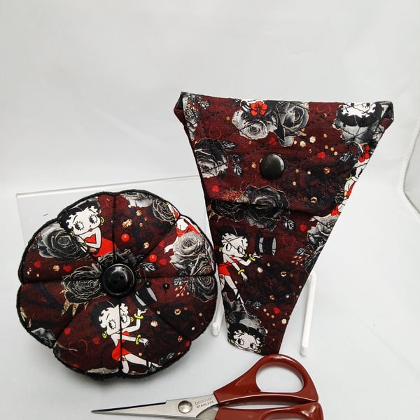 Pin Cushion and Quilted Scissor Case Betty Boop