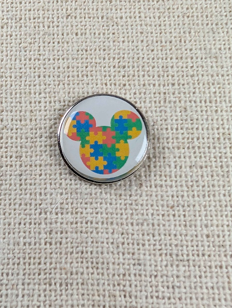 Male Mouse Ears Pin Puzzle Pieces - Autism Awareness Pin 