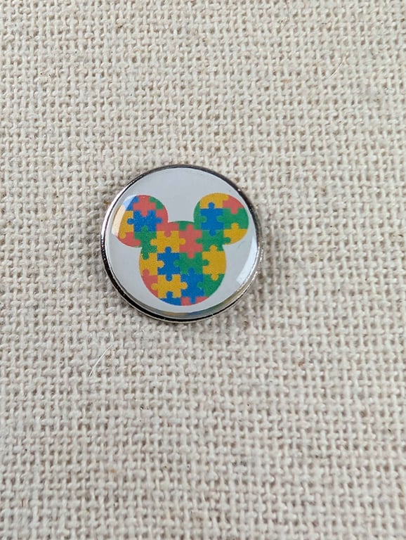 Male Mouse Ears Pin Puzzle Pieces - Autism Awareness Pin 