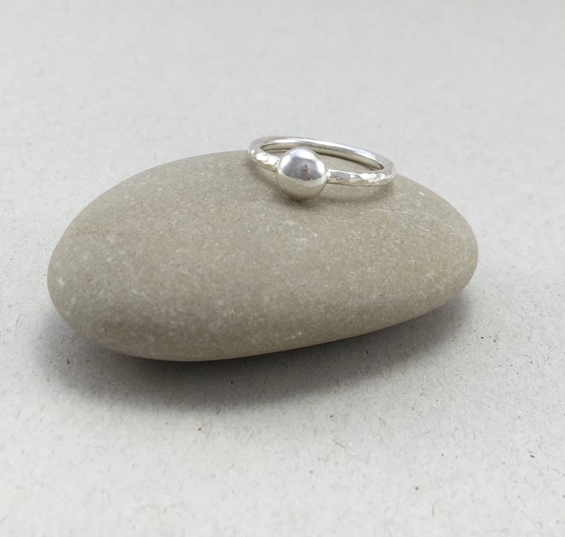 Silver Pebble Stacking Ring, Handmade 2mm Silver Stacking Rings