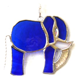 Elephant Suncatcher Stained Glass Blue 