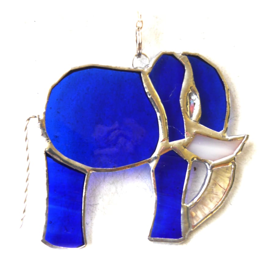 Elephant Suncatcher Stained Glass Blue 