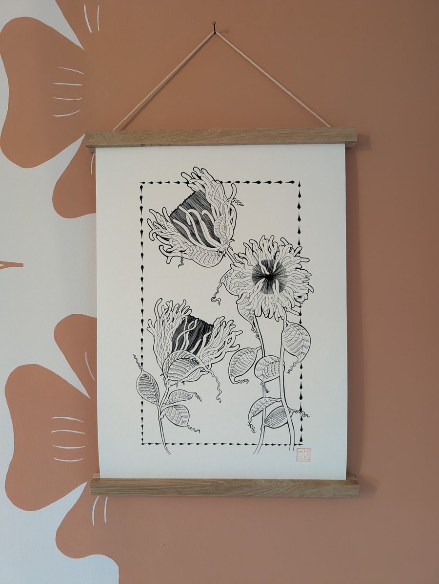 3 Strange Flowers A3 Print