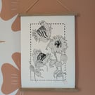 3 Strange Flowers A3 Print