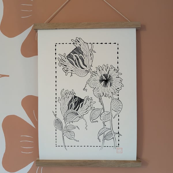 3 Strange Flowers A3 Print