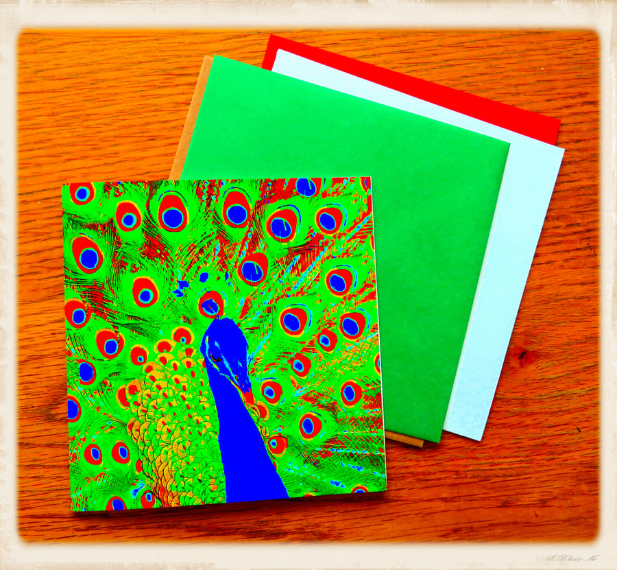 Peacock Birthday, Greeting Card, Vibrant