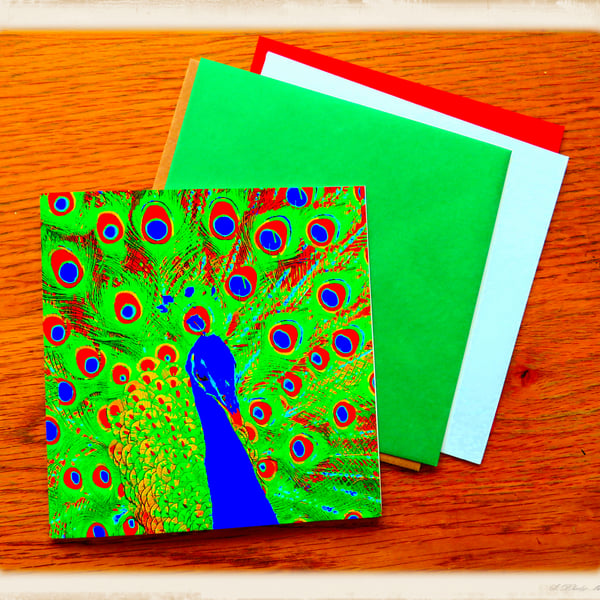 Peacock Birthday, Greeting Card, Vibrant