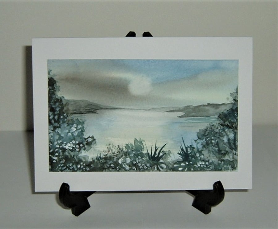 landscape hand painted original art greetings card ( ref F 886 )