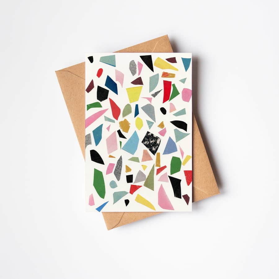 Abstract Pattern Greetings Card - White Terrazzo