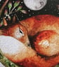 Resting Fox under a Full Moon and Starry Sky Watercolour Print Artwork - Image 3