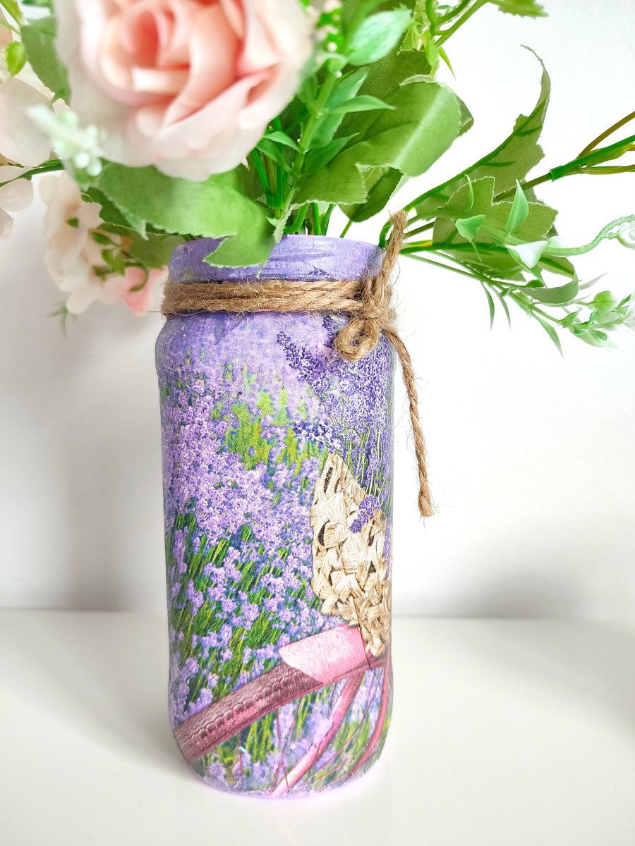 Lavender Glass Vase for Flowers,  Lavender Gift, Mason Jar, Flower Vase Jar