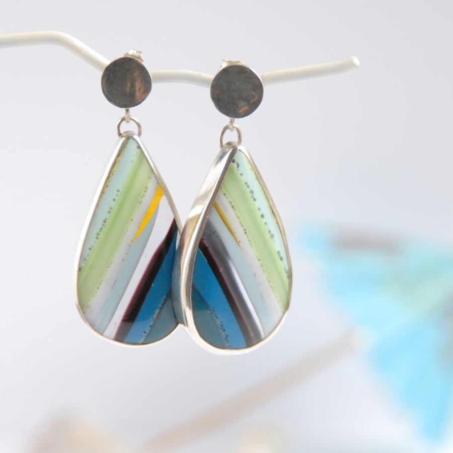 Statement cornish surfite and silver earrings