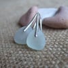 Scottish sea glass sterling silver earrings with sea foam sea glass, waterdrops