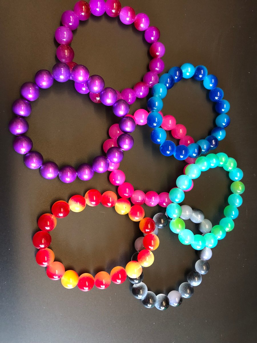 Acrylic Vibrant Colour  Bead Stretchy Bracelet 