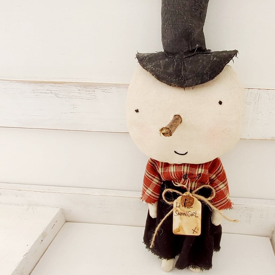 Primitive snowman ,girl