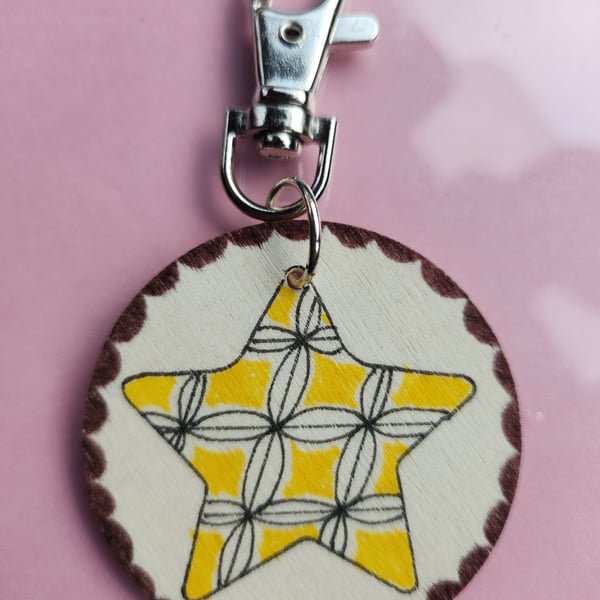 Hand drawn star keyring