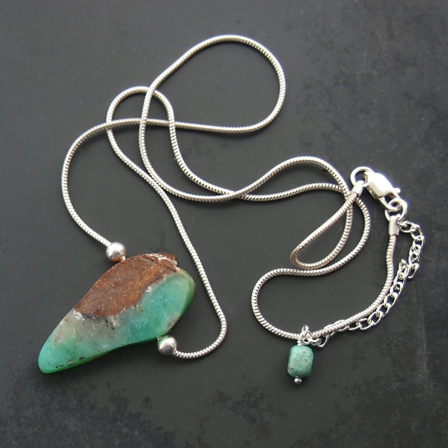 Chrysoprase and Silver Necklace