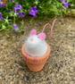 Cute mouse in pot, needle felted - Image 2