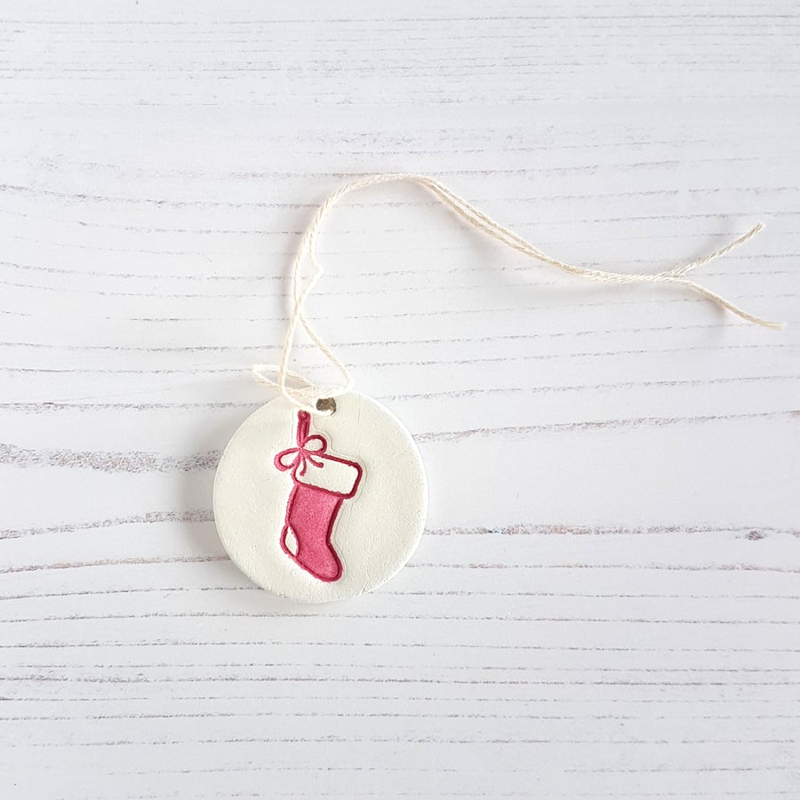 Mini stocking tag decoration
